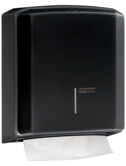 Dispensador de paper de mans acabat negre mediclinics